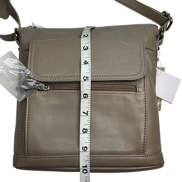 Giani Bernini Sand Brown Leather Crossbody Bag, Silver Hardware, NWT!! - Picture 7 of 8